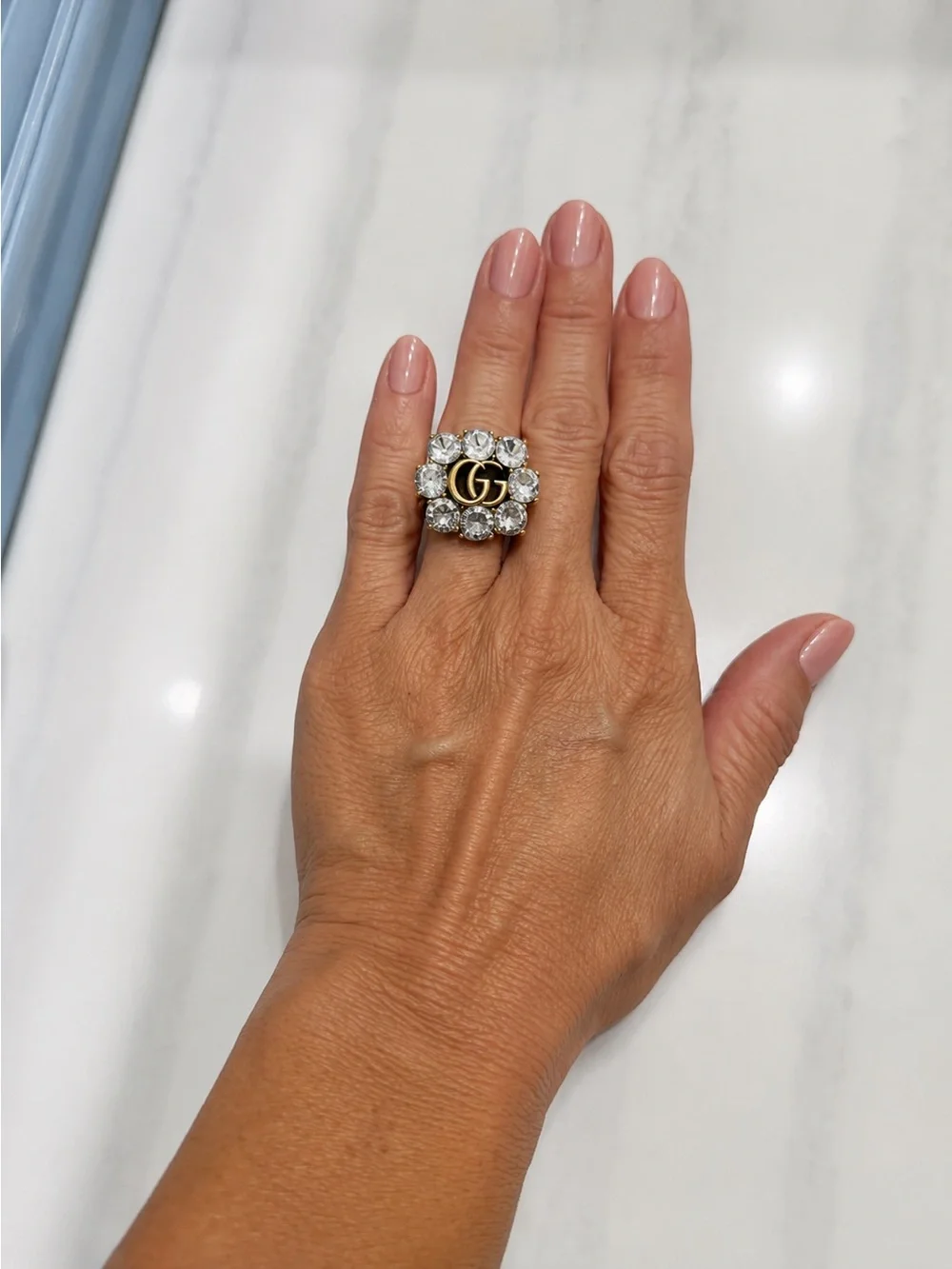 Gucci Gold-tone GG Crystal Cluster Ring